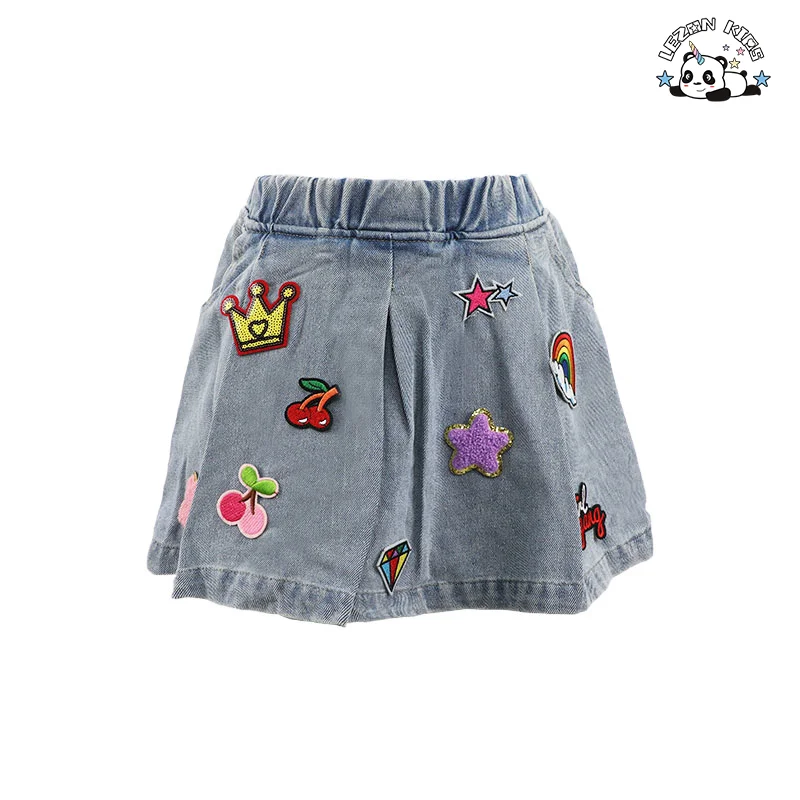 LEZONKIDS - Customizable Spring Autumn Denim Breathable Sets Jacket Skirts Girls Clothing Sets for 2-14T